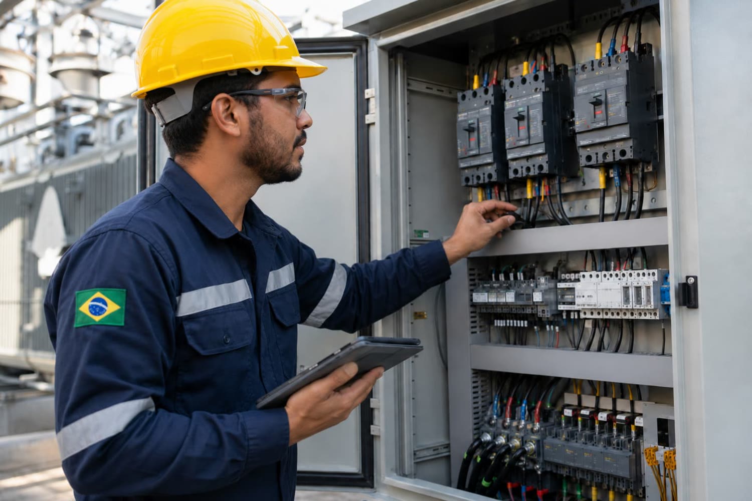Subestação elétrica externa com transformadores